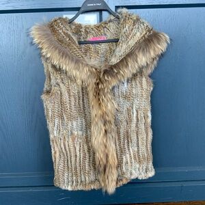 Pookie and Sebastian hooded rabbit fur vest